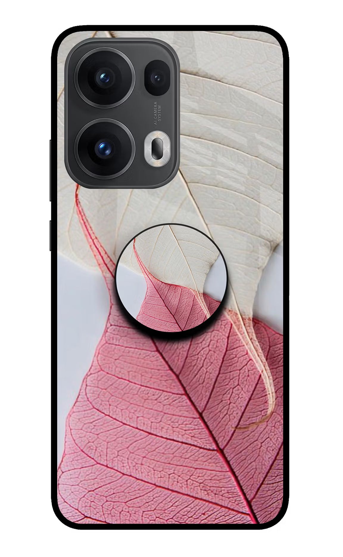 White Pink Leaf Oppo Reno13 Pro 5G Pop Case by Casekaro