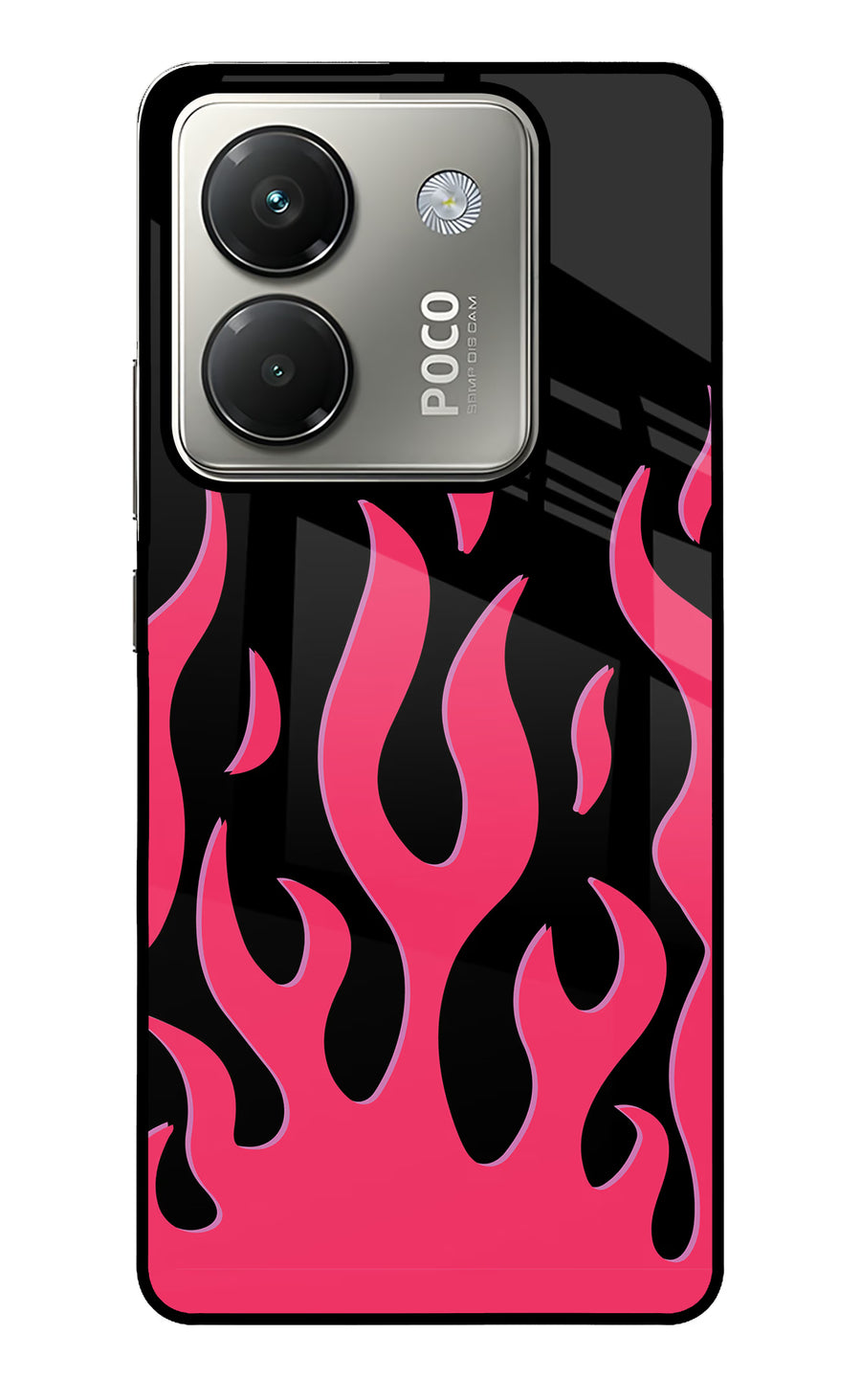 Fire Flames Poco M7 Pro 5G Back Cover, Glass case