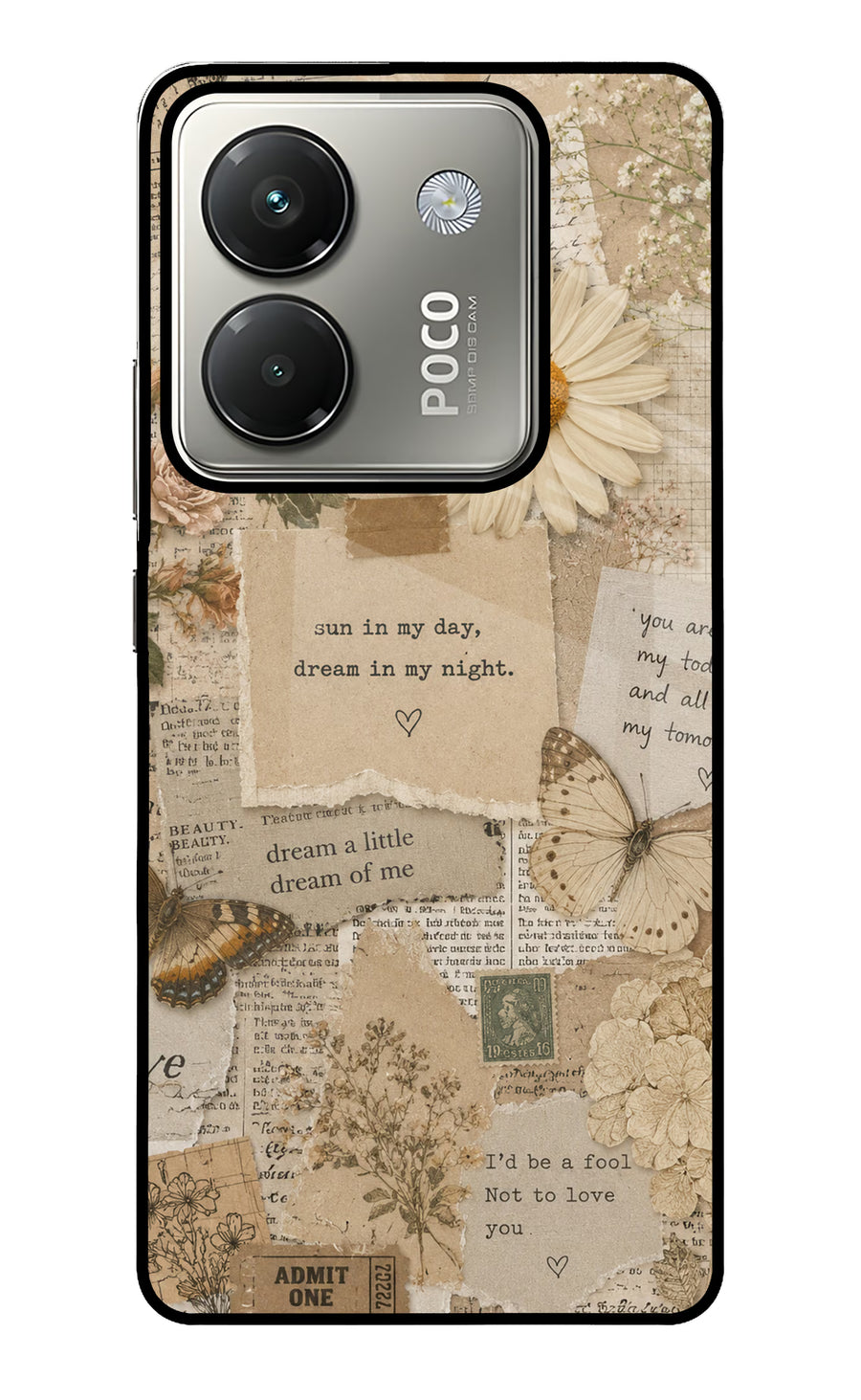 Vintage case Poco M7 Pro 5G Back Cover, Glass case