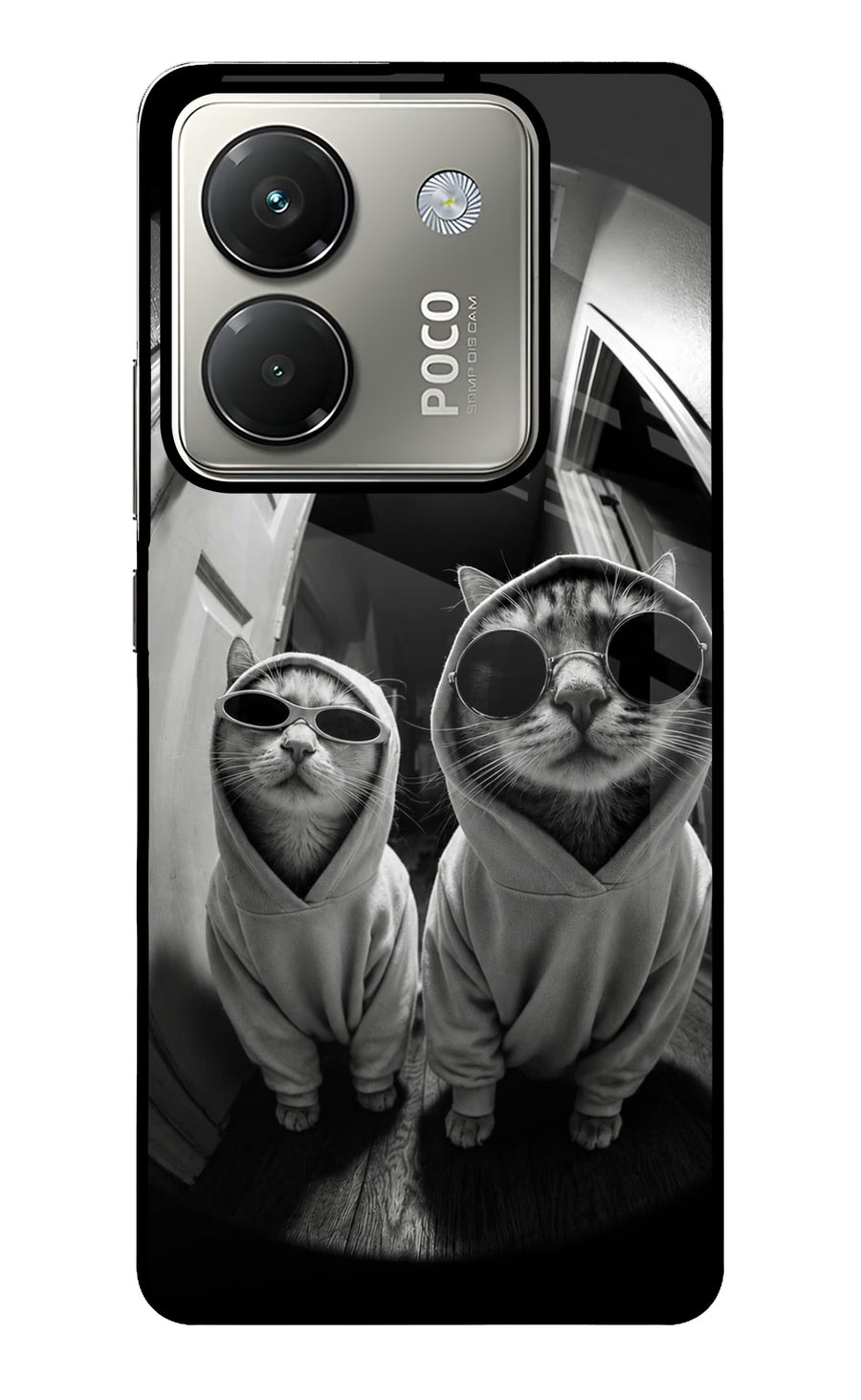 Hood Cats Poco M7 Pro 5G Back Cover, Glass case