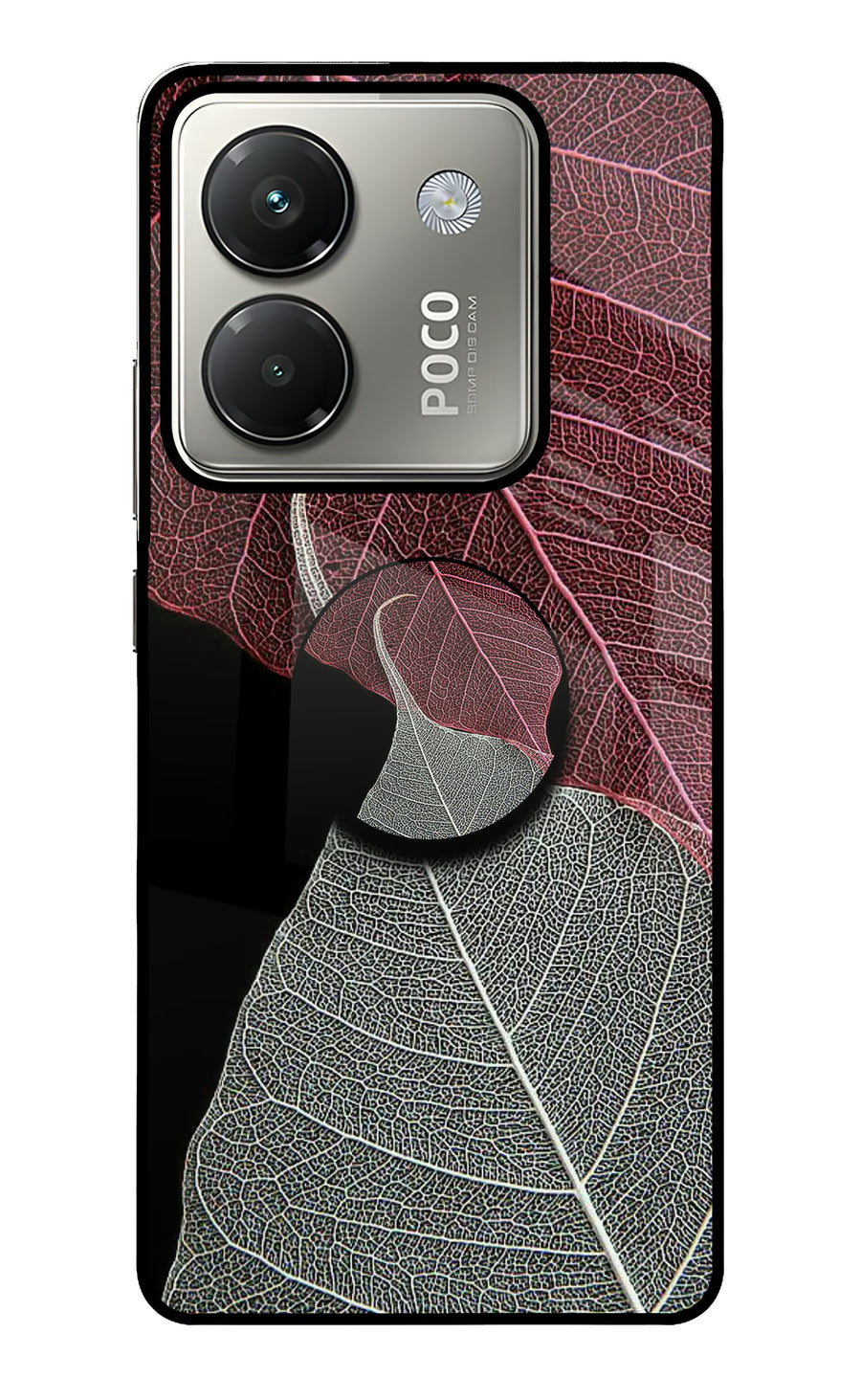 Leaf Pattern Poco M7 Pro 5G Pop Case, Glass case