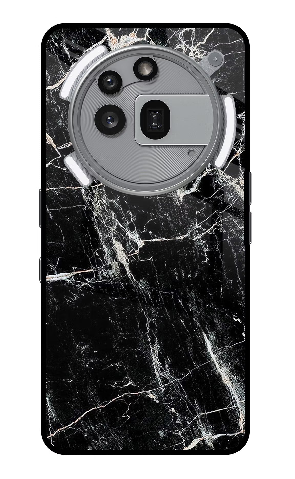 Black Marble Texture Nothing Phone 3a Pro Glass Case Back Cover by Casekaro