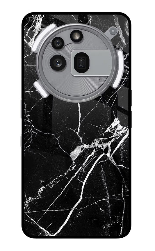 Black Marble Pattern Nothing Phone 3a Pro Glass Case