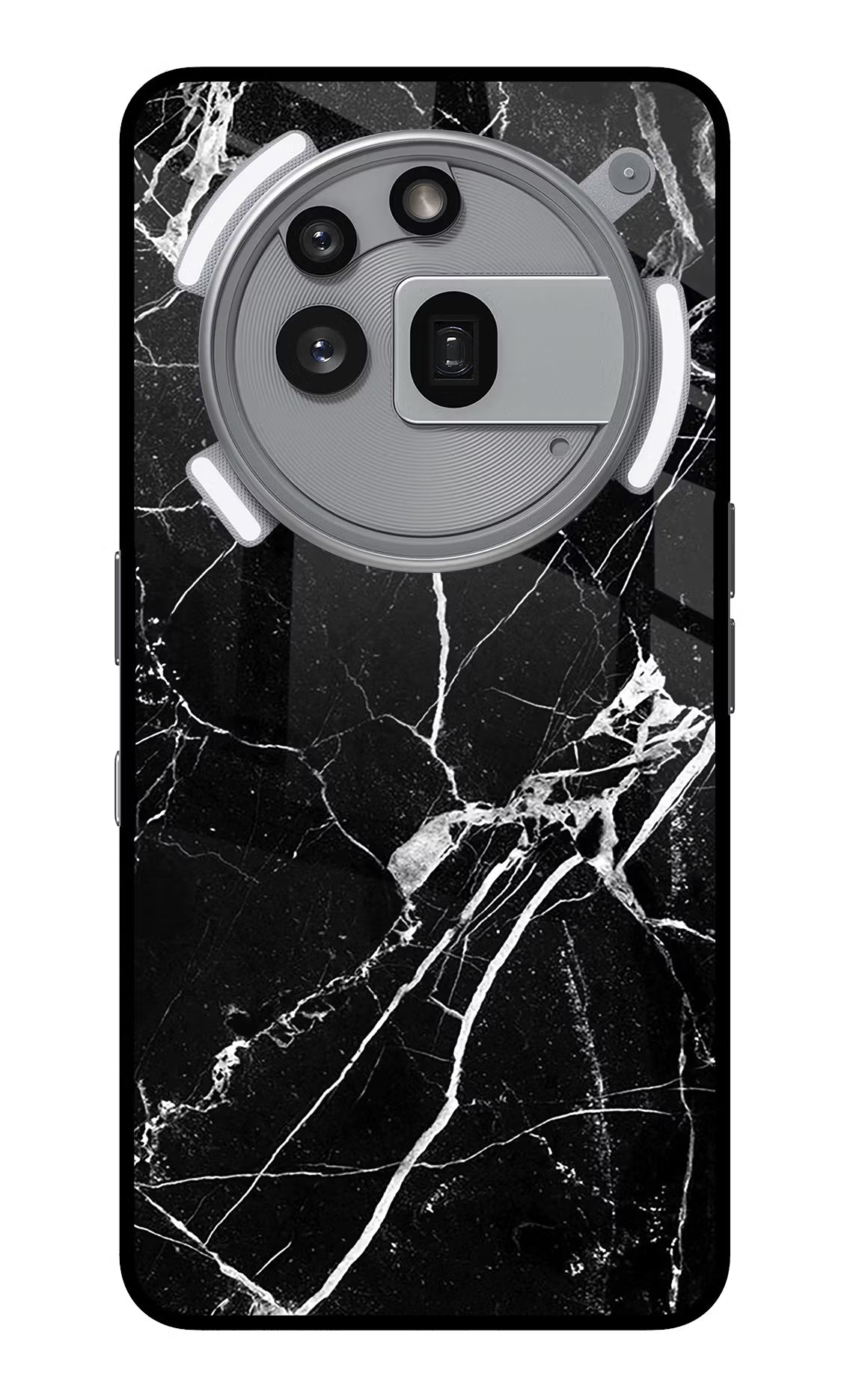 Black Marble Pattern Nothing Phone 3a Pro Glass Case Back Cover by Casekaro