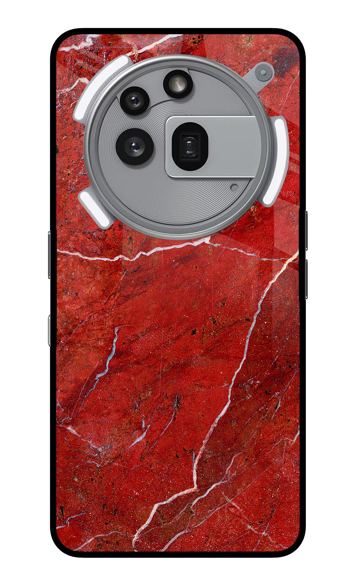 Red Marble Design Nothing Phone 3a Pro Glass Case Back Cover by Casekaro