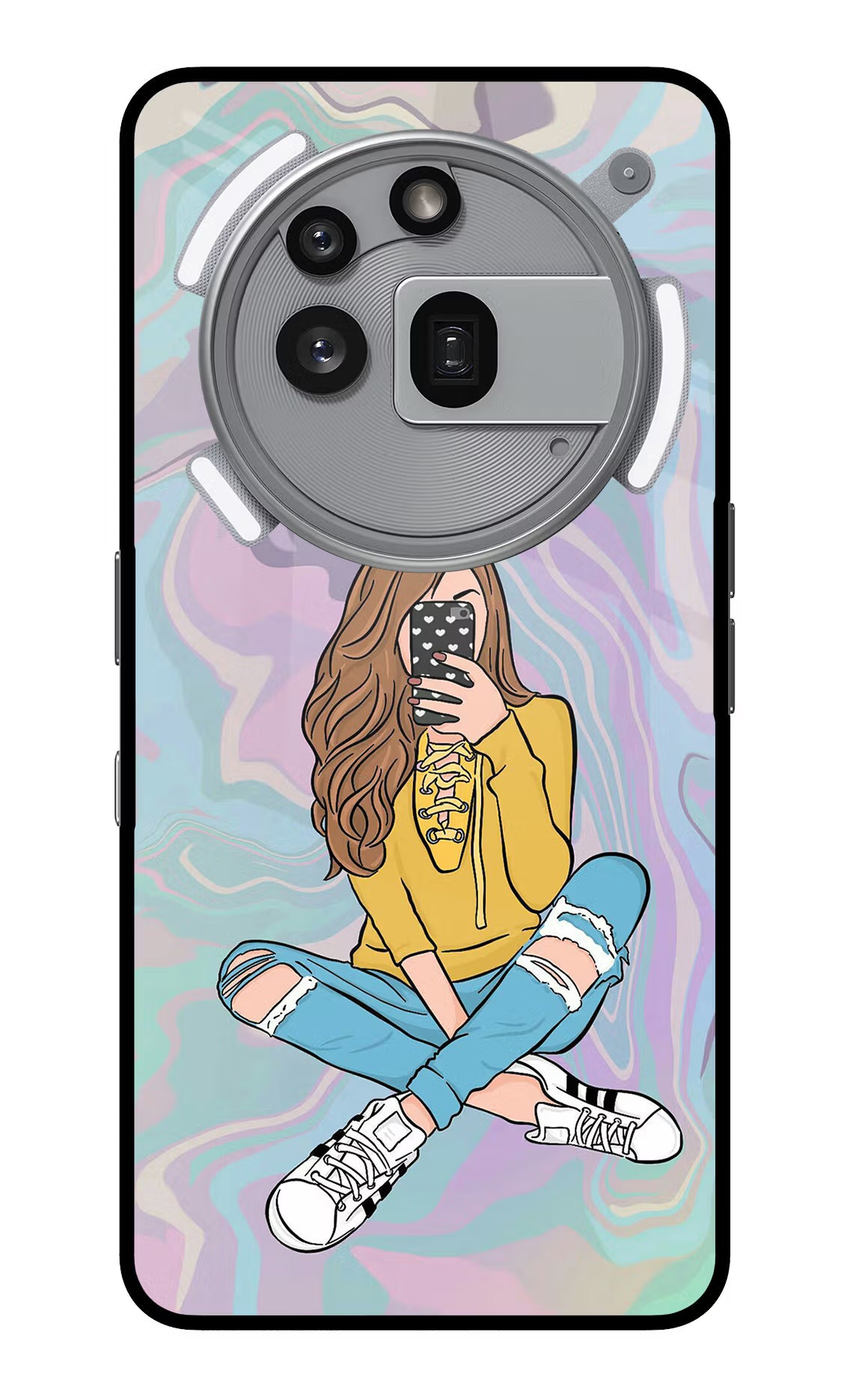 Selfie Girl Nothing Phone 3a Pro Glass Case Back Cover by Casekaro
