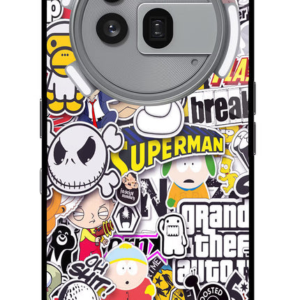 Sticker Bomb Nothing Phone 3a Pro Glass Case Back Cover by Casekaro