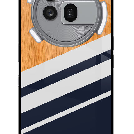 Blue and white wooden Nothing Phone 3a Pro Glass Case