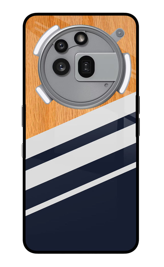 Blue and white wooden Nothing Phone 3a Pro Glass Case