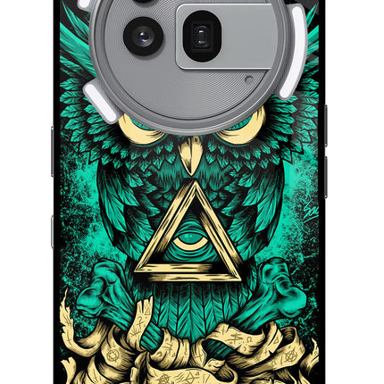 Green Owl Nothing Phone 3a Pro Glass Case