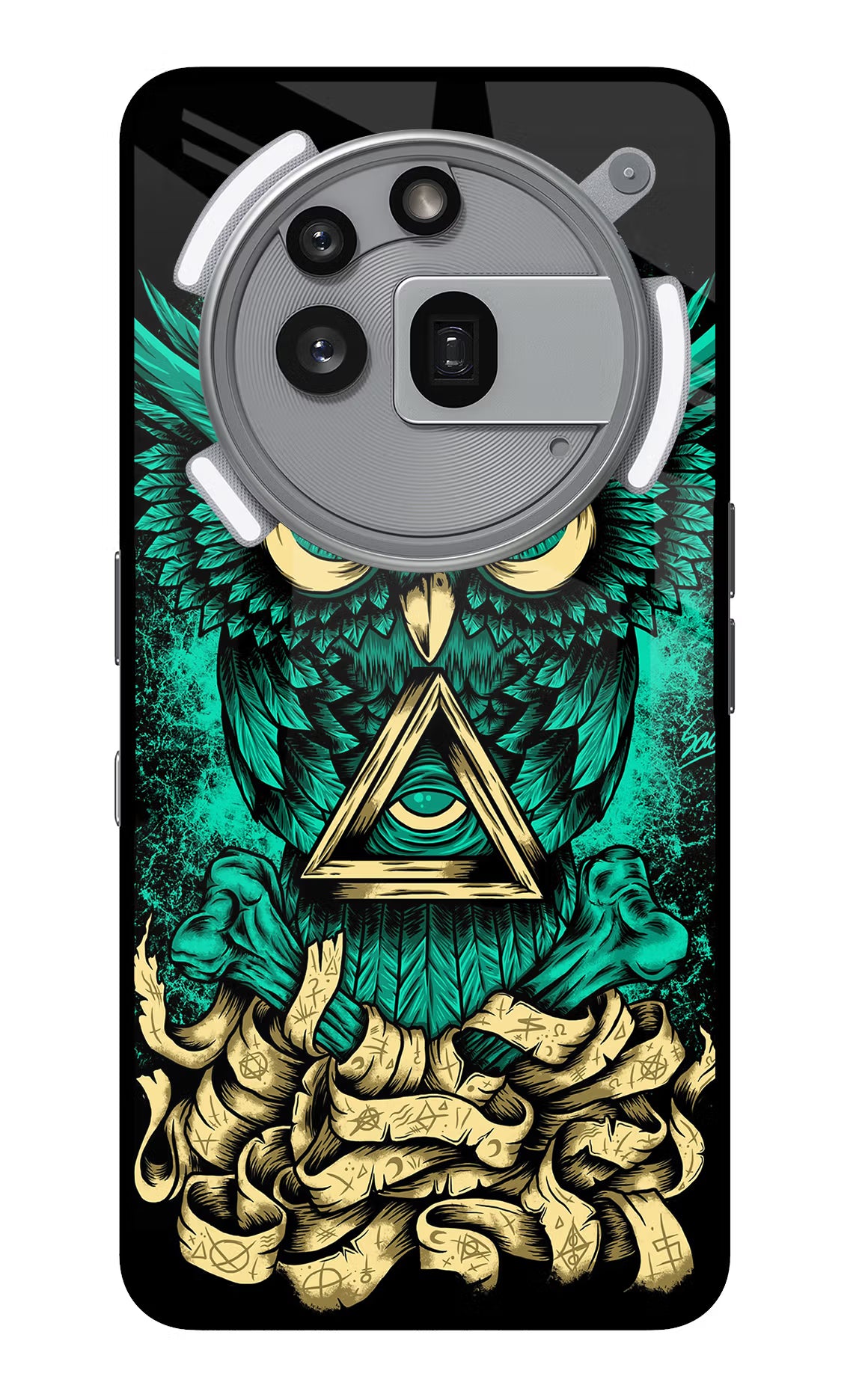 Green Owl Nothing Phone 3a Pro Glass Case Back Cover by Casekaro