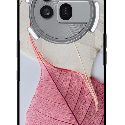 White Pink Leaf Nothing Phone 3a Pro Glass Case