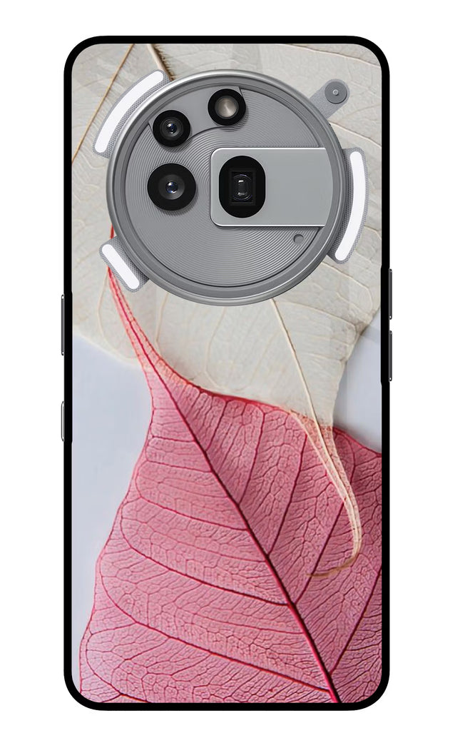 White Pink Leaf Nothing Phone 3a Pro Glass Case