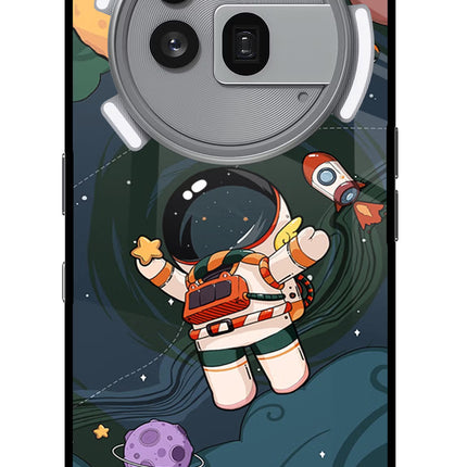 Cartoon Astronaut Nothing Phone 3a Pro Glass Case Back Cover by Casekaro