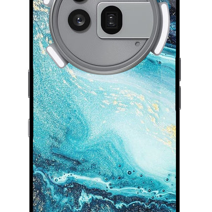 Blue Glitter Marble Nothing Phone 3a Pro Glass Case