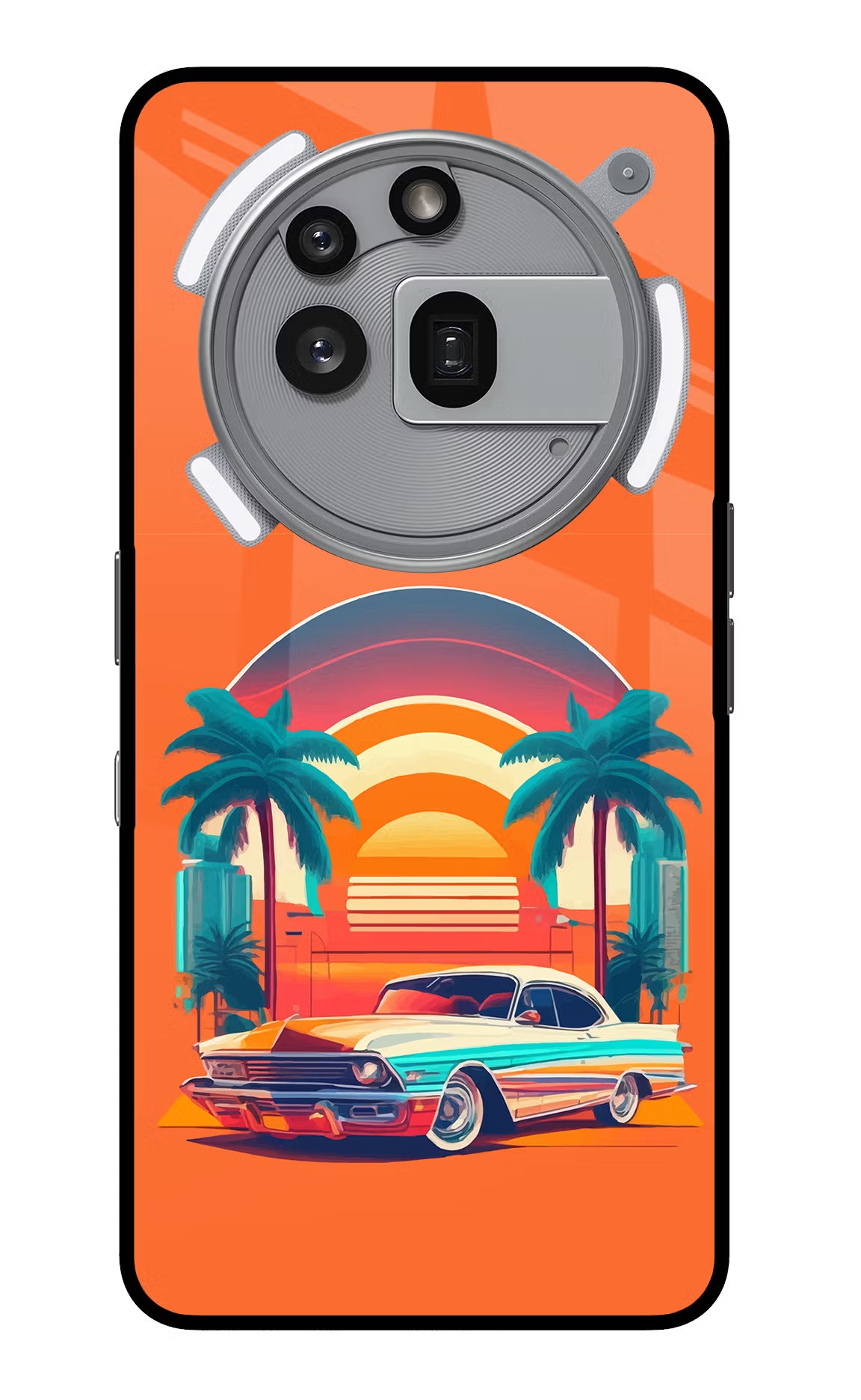 Palm Drive 80s Nothing Phone 3a Pro Glass Case Back Cover by Casekaro