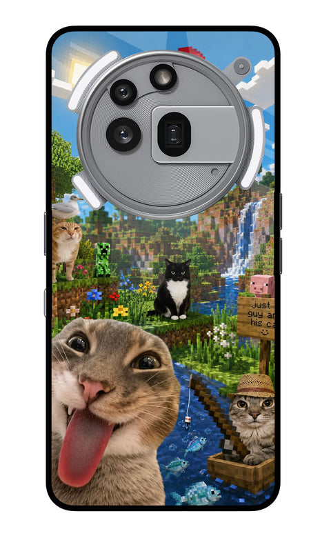 Minecraft Cat Chaos Nothing Phone 3a Pro Glass Case