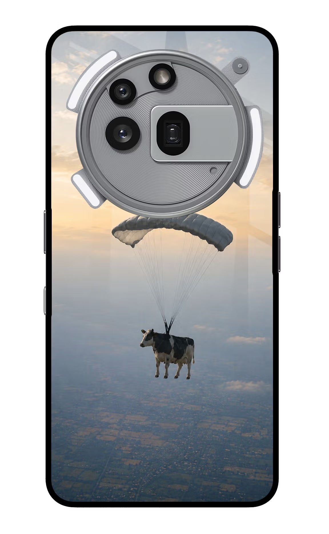 Skydiving Cow Nothing Phone 3a Pro Glass Case