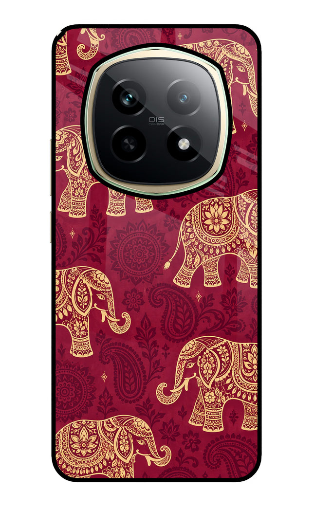 Maroon Elephant Realme P2 Pro 5G Glass Case Back Cover by Casekaro