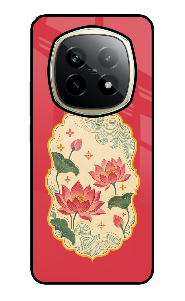 Pink Lotus Realme P2 Pro 5G Glass Case Back Cover by Casekaro