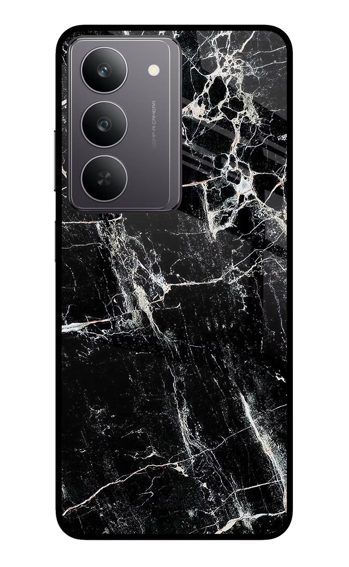 Black Marble Texture Realme 14x 5G Glass Case