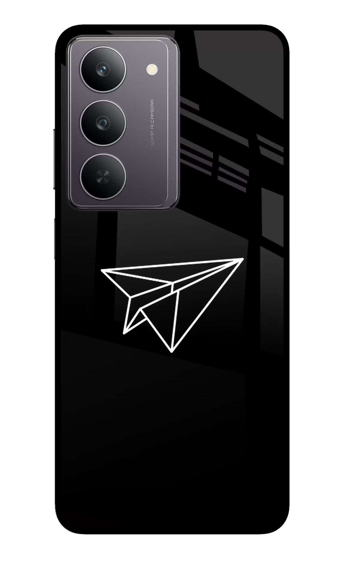 Paper Plane White Realme 14x 5G Glass Case Back Cover by Casekaro