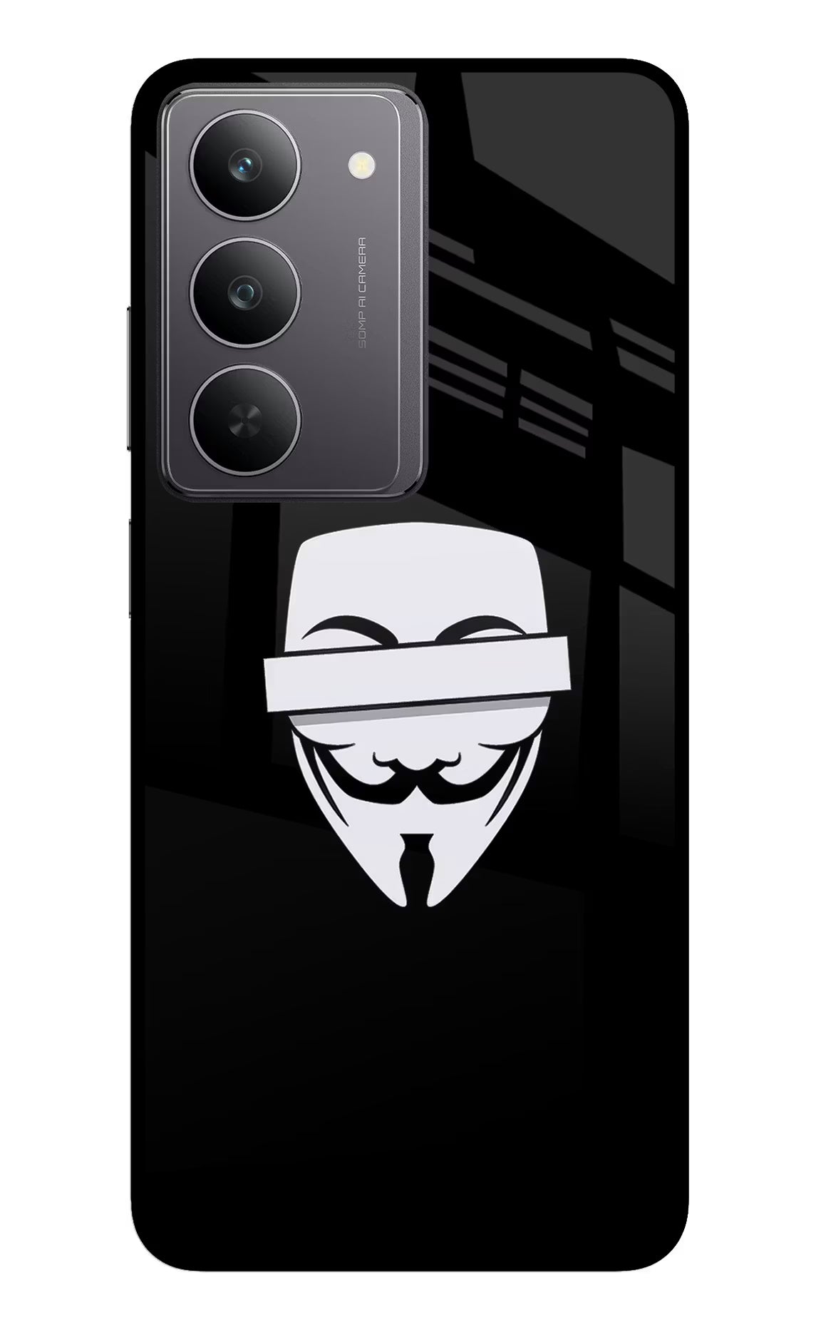 Anonymous Face Realme 14x 5G Glass Case Back Cover by Casekaro