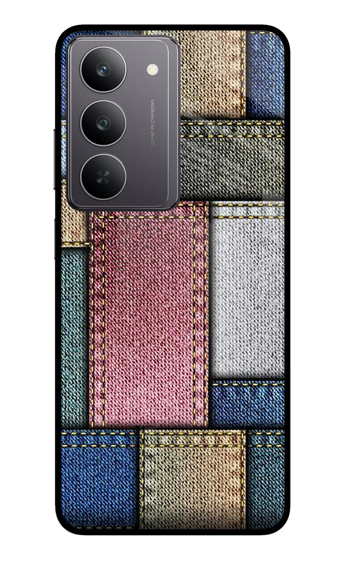 Multicolor Jeans Realme 14x 5G Glass Case Back Cover by Casekaro