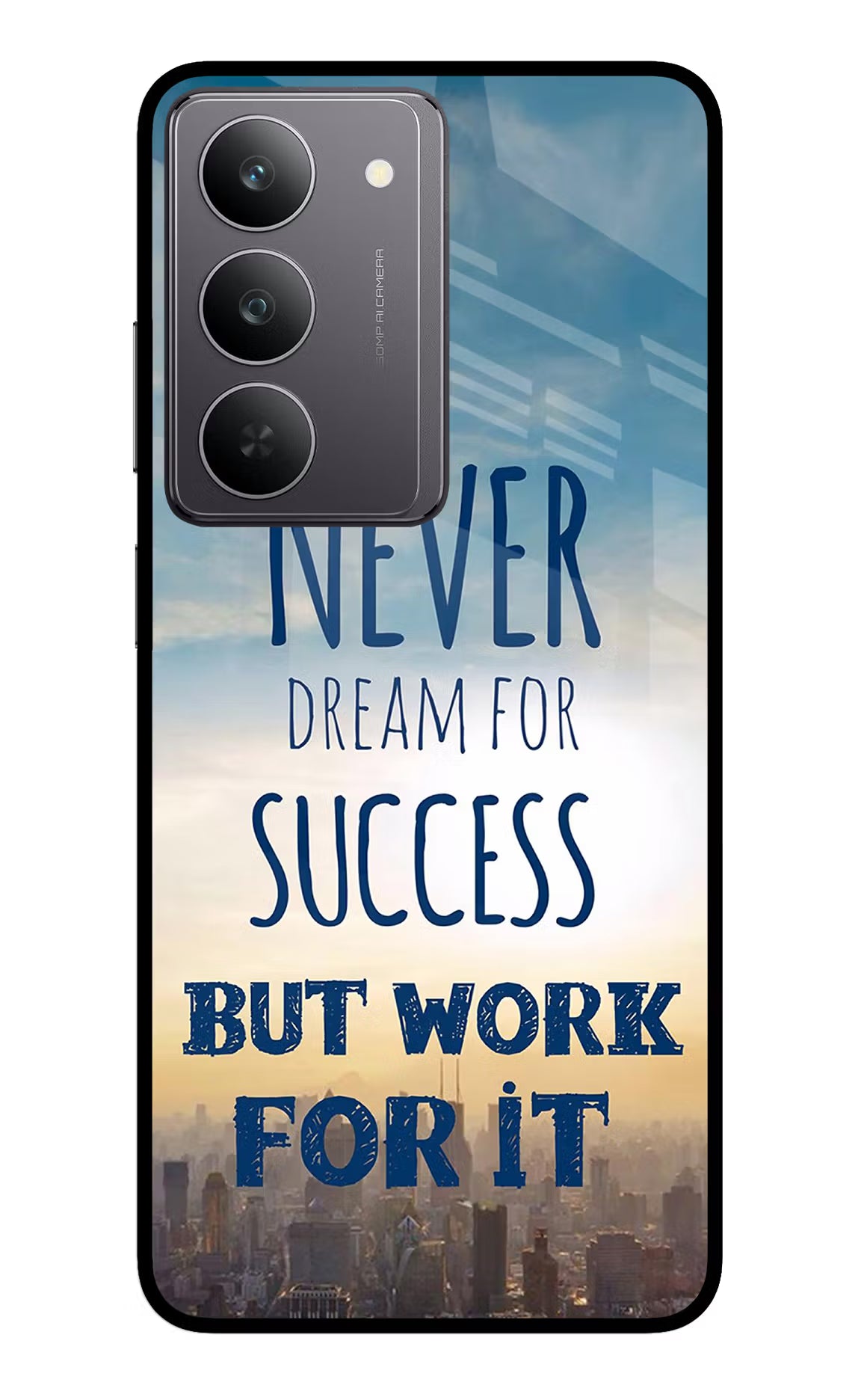 Never Dream For Success But Work For It Realme 14x 5G Glass Case Back Cover by Casekaro