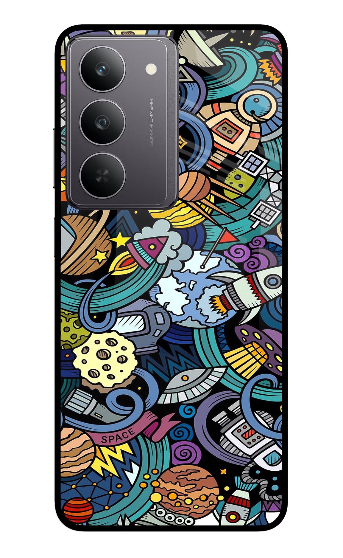 Space Abstract Realme 14x 5G Glass Case Back Cover by Casekaro