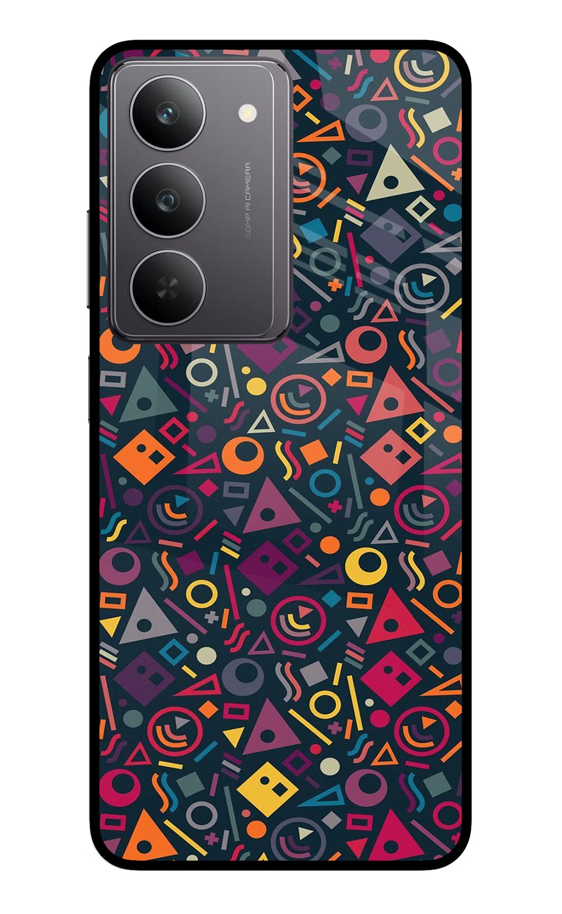 Geometric Abstract Realme 14x 5G Glass Case Back Cover by Casekaro