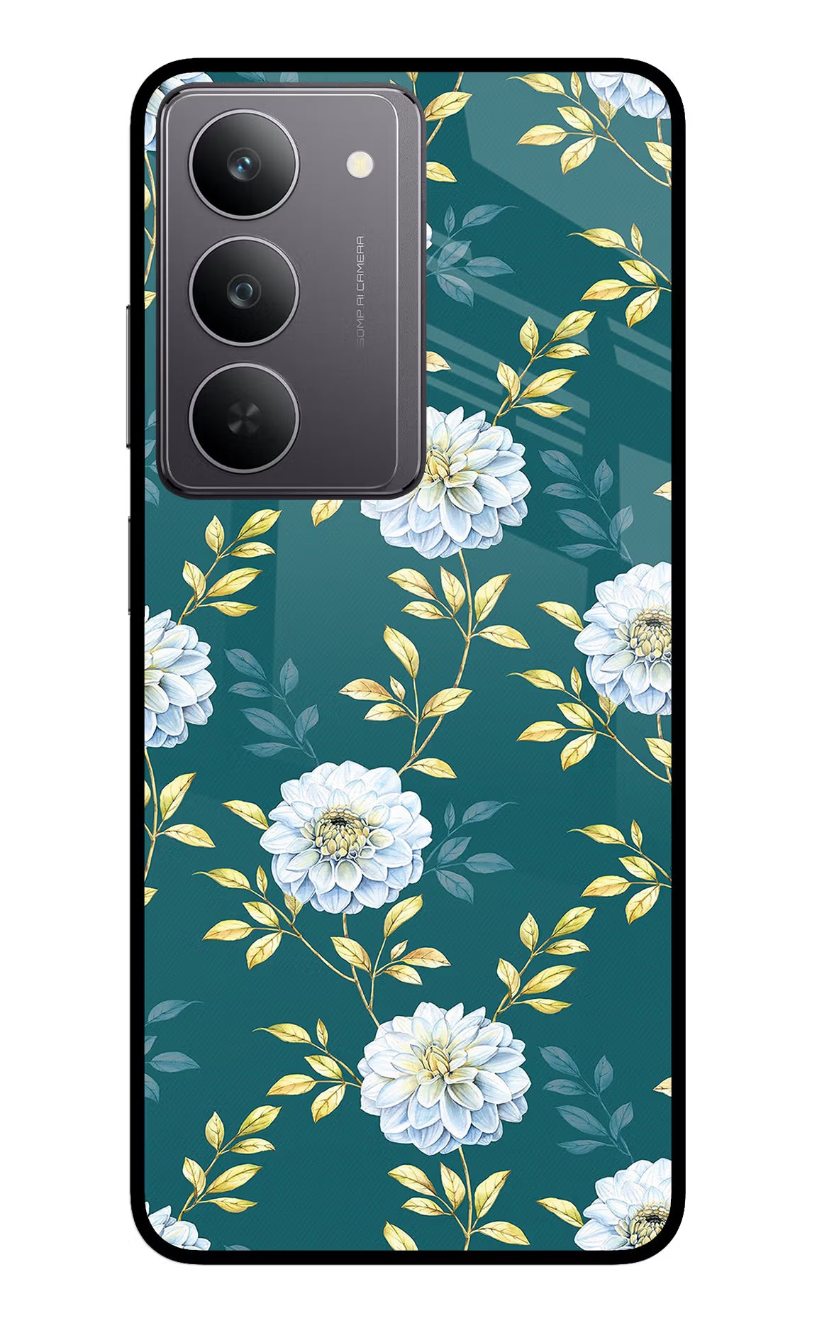 Flowers Realme 14x 5G Glass Case Back Cover by Casekaro