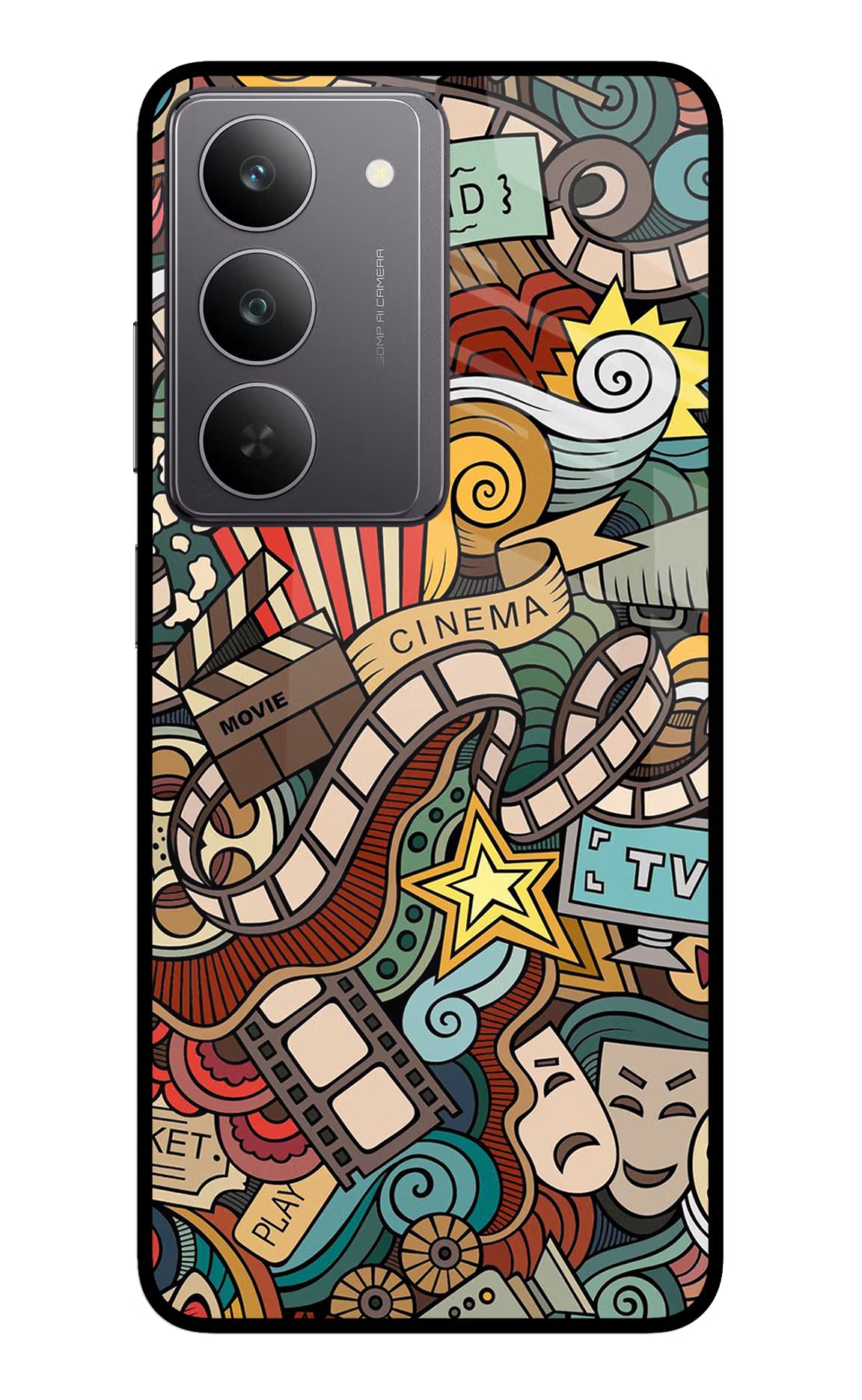 Cinema Abstract Realme 14x 5G Glass Case Back Cover by Casekaro