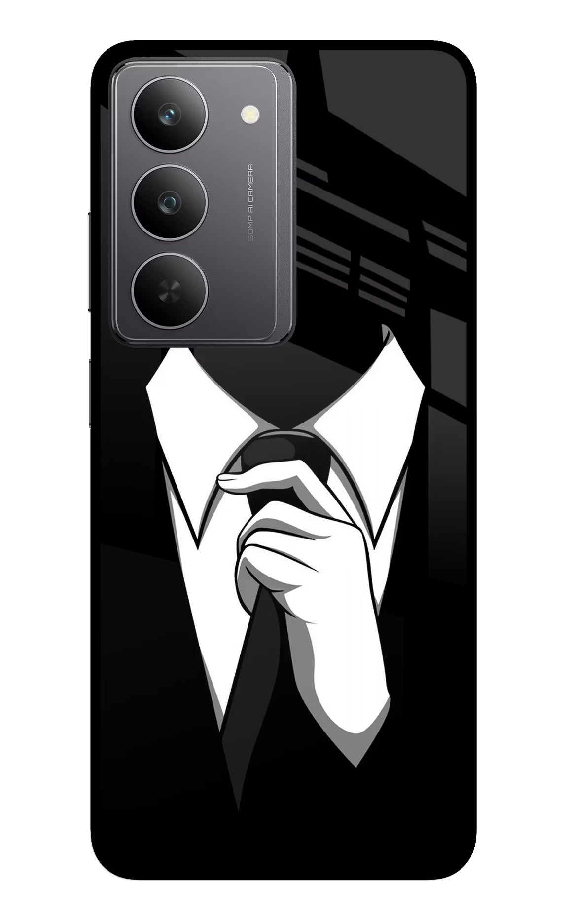 Black Tie Realme 14x 5G Glass Case Back Cover by Casekaro