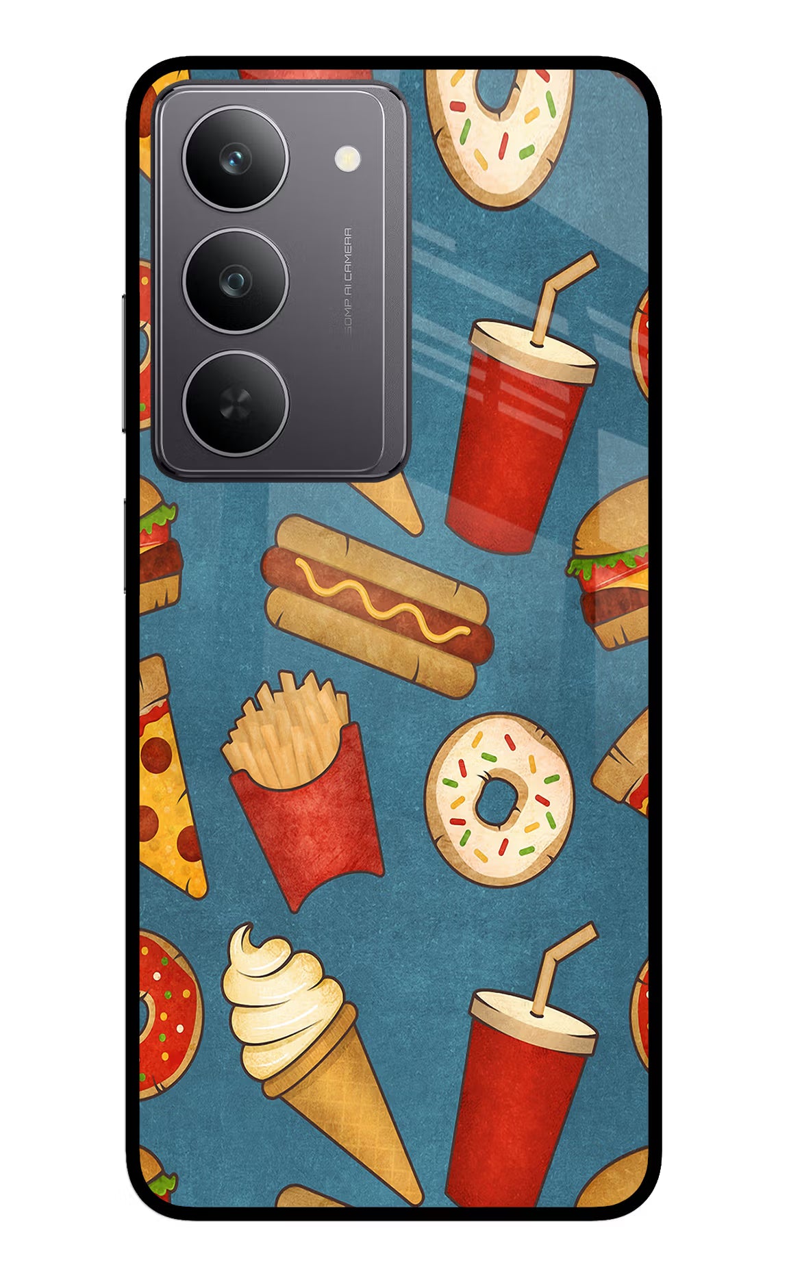 Foodie Realme 14x 5G Glass Case Back Cover by Casekaro