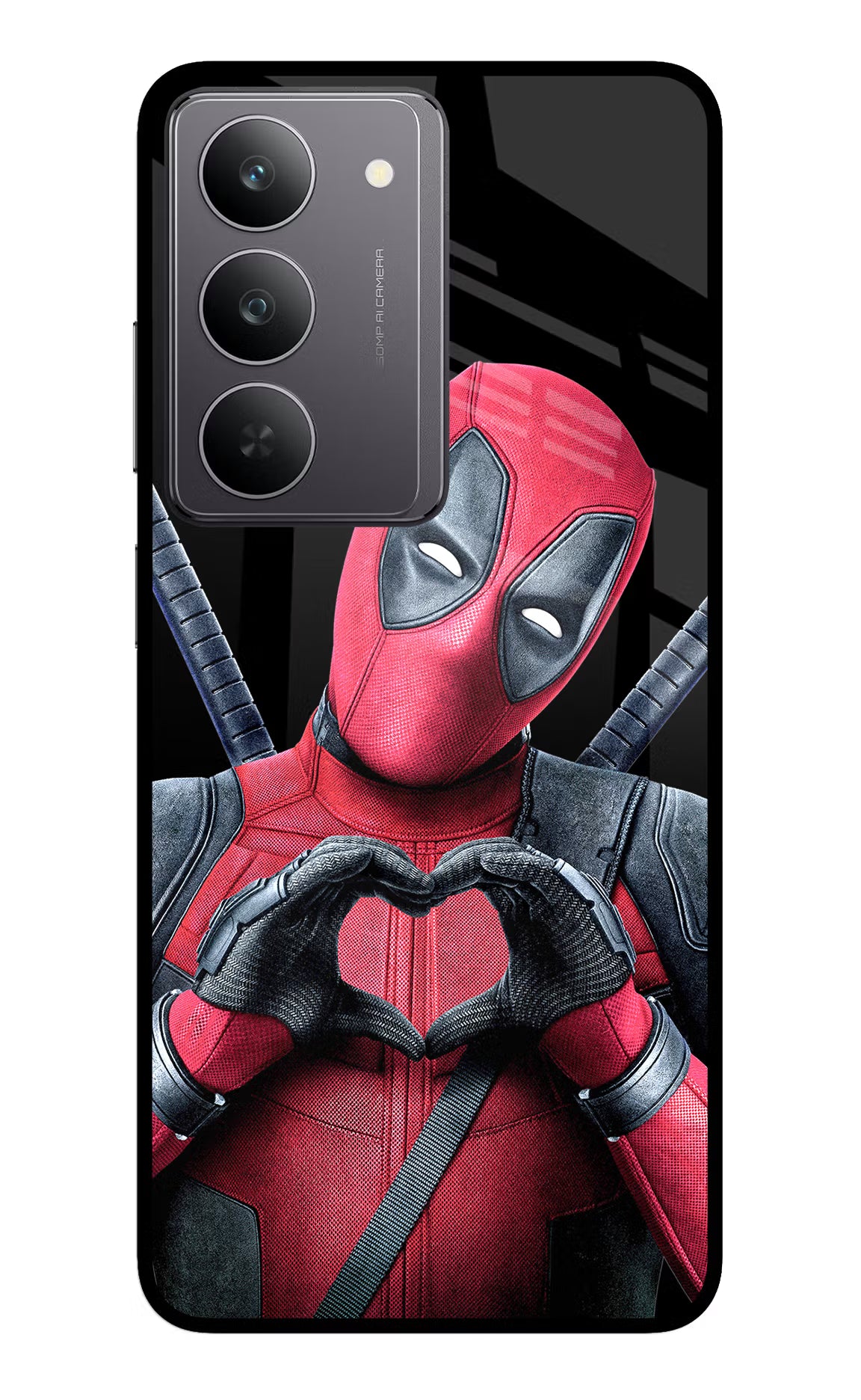 Deadpool Realme 14x 5G Glass Case Back Cover by Casekaro