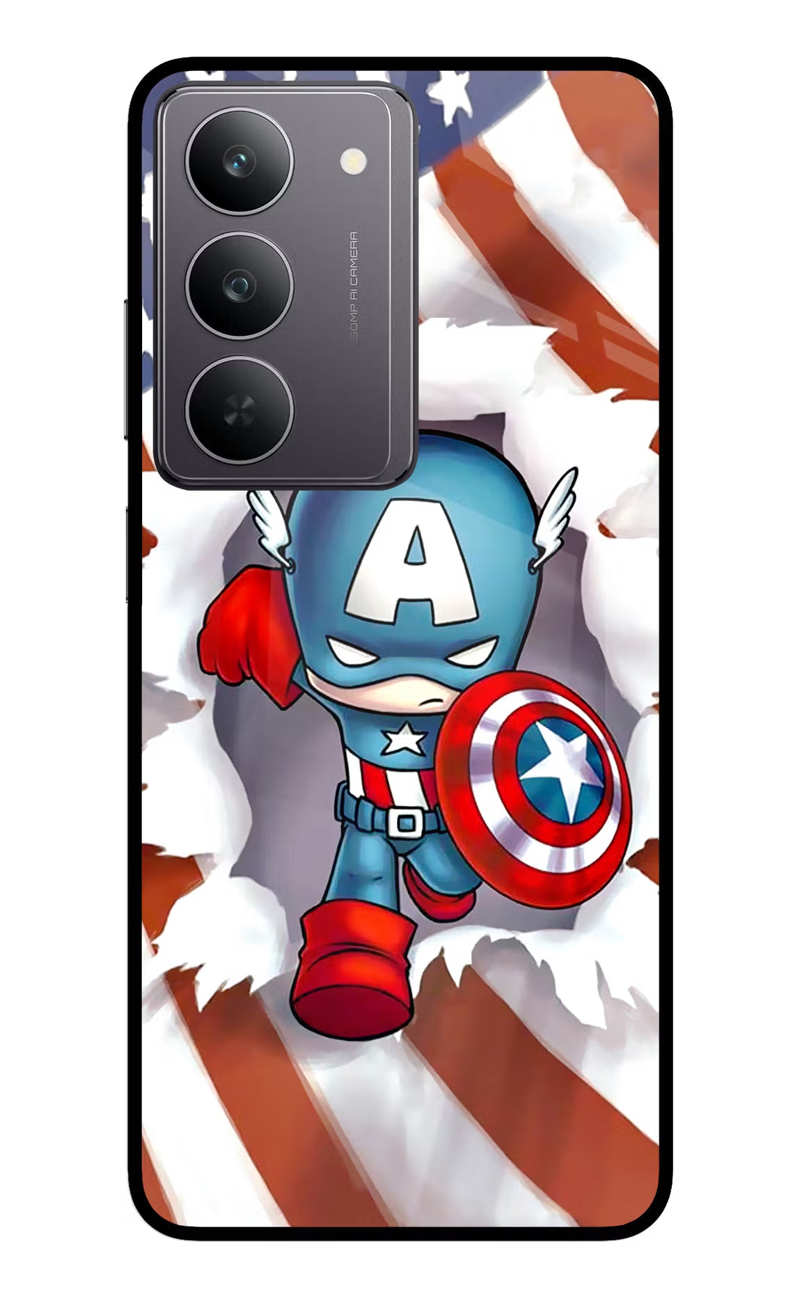 Captain America Realme 14x 5G Glass Case Back Cover by Casekaro