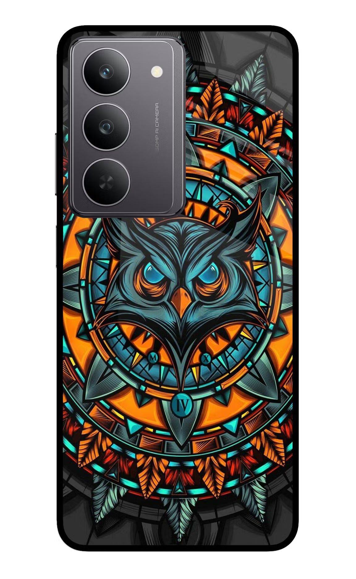 Angry Owl Art Realme 14x 5G Glass Case Back Cover by Casekaro