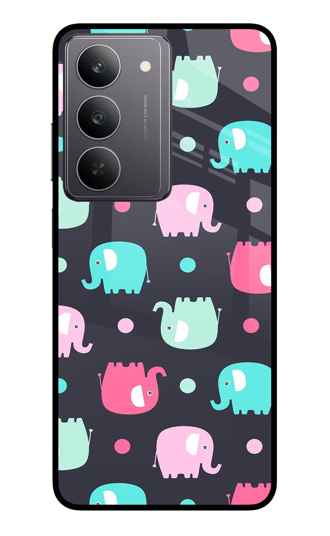 Elephants Realme 14x 5G Glass Case Back Cover by Casekaro