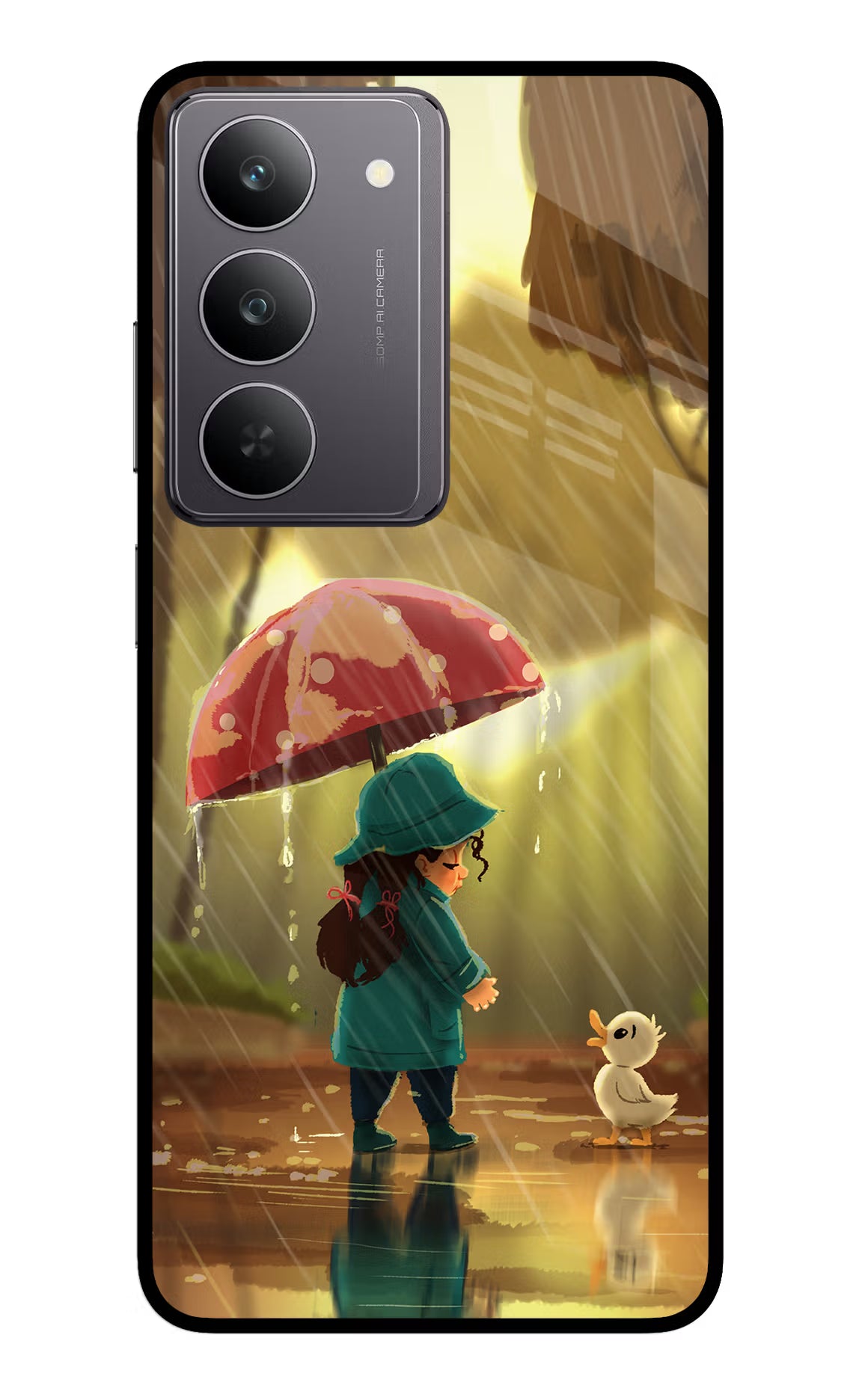 Rainy Day Realme 14x 5G Glass Case Back Cover by Casekaro