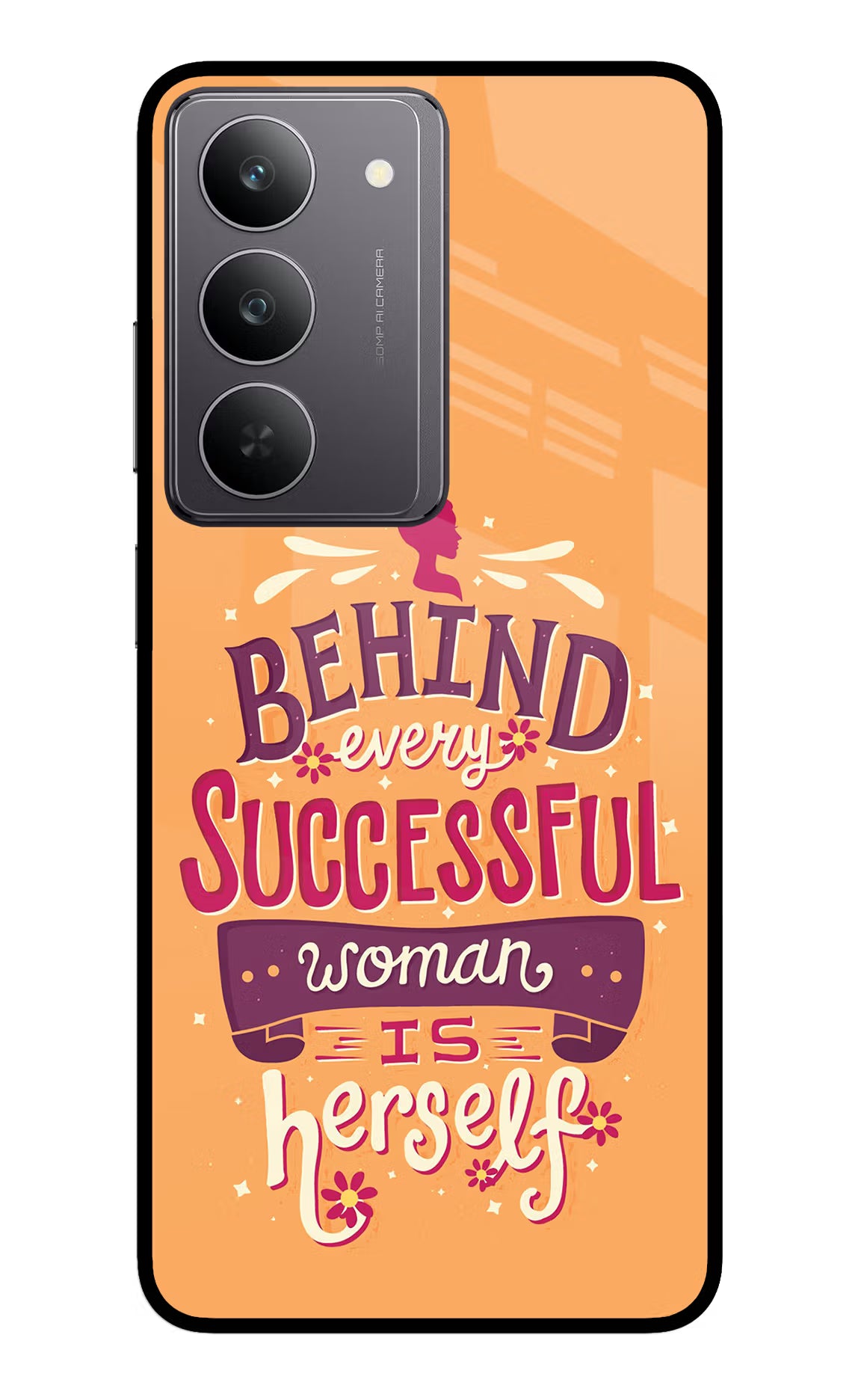 Behind Every Successful Woman There Is Herself Realme 14x 5G Glass Case Back Cover by Casekaro