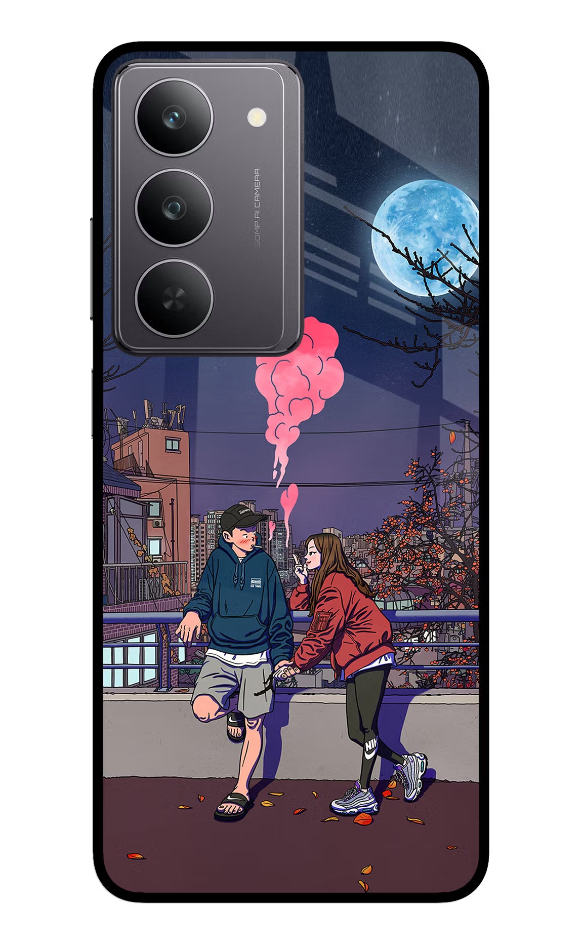 Chilling Couple Realme 14x 5G Glass Case Back Cover by Casekaro