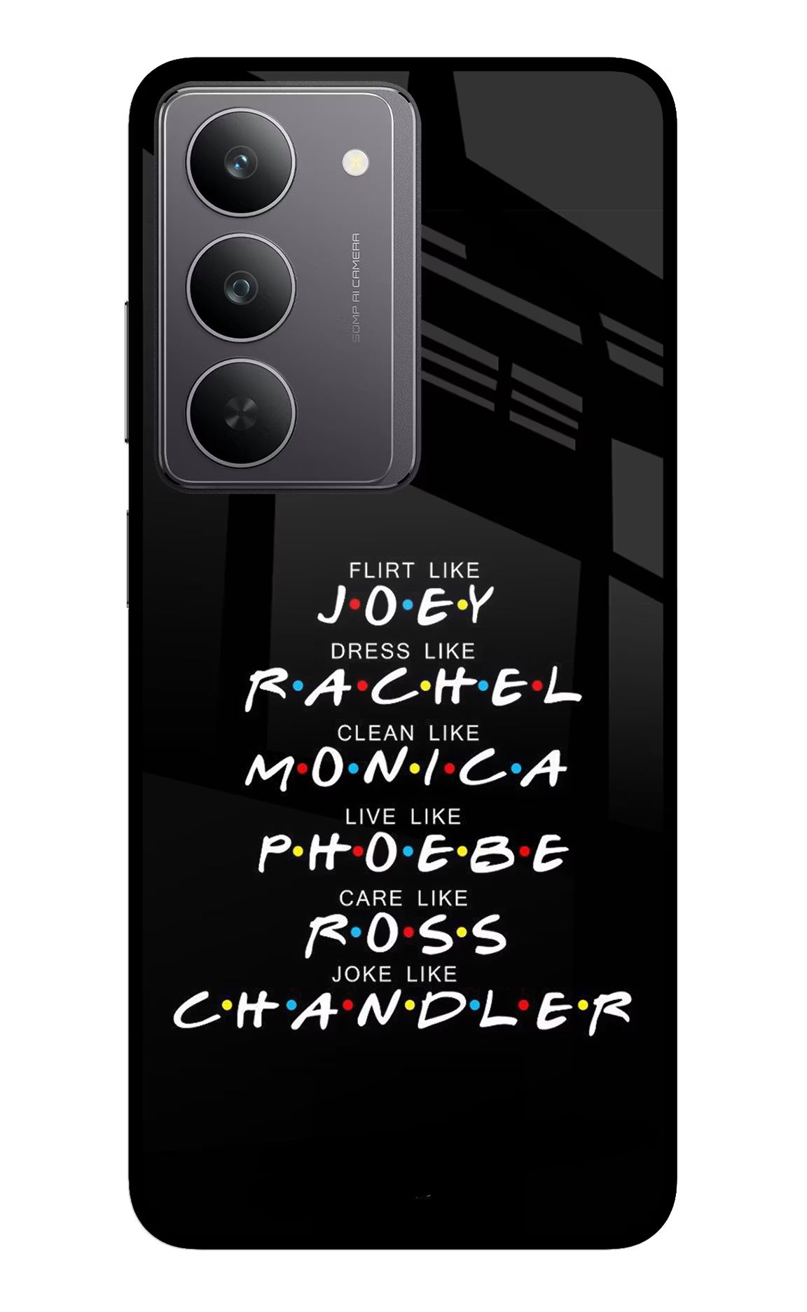 FRIENDS Character Realme 14x 5G Glass Case Back Cover by Casekaro