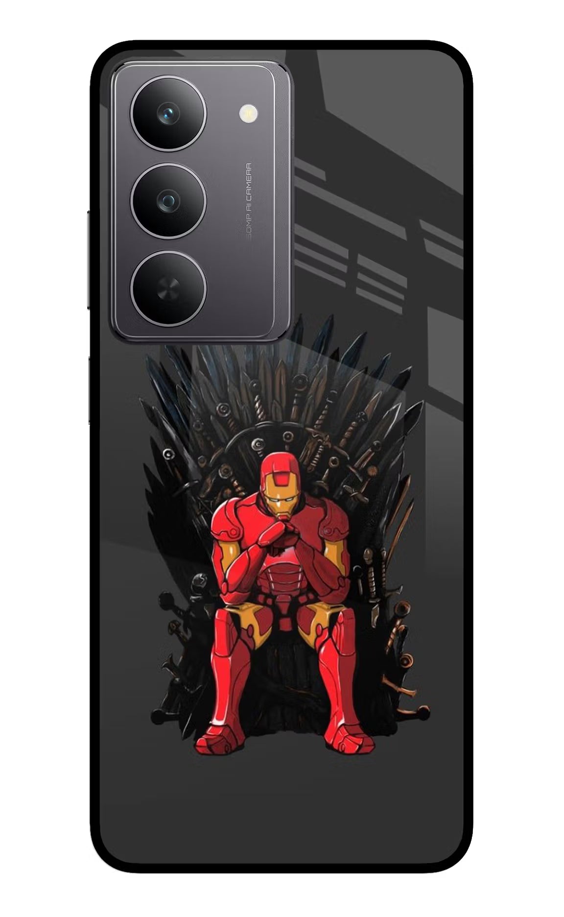 Ironman Throne Realme 14x 5G Glass Case Back Cover by Casekaro