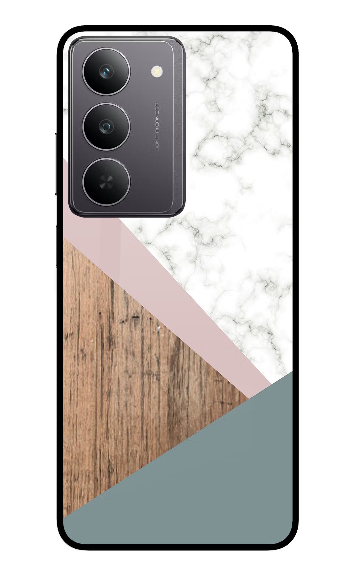 Marble wood Abstract Realme 14x 5G Glass Case Back Cover by Casekaro
