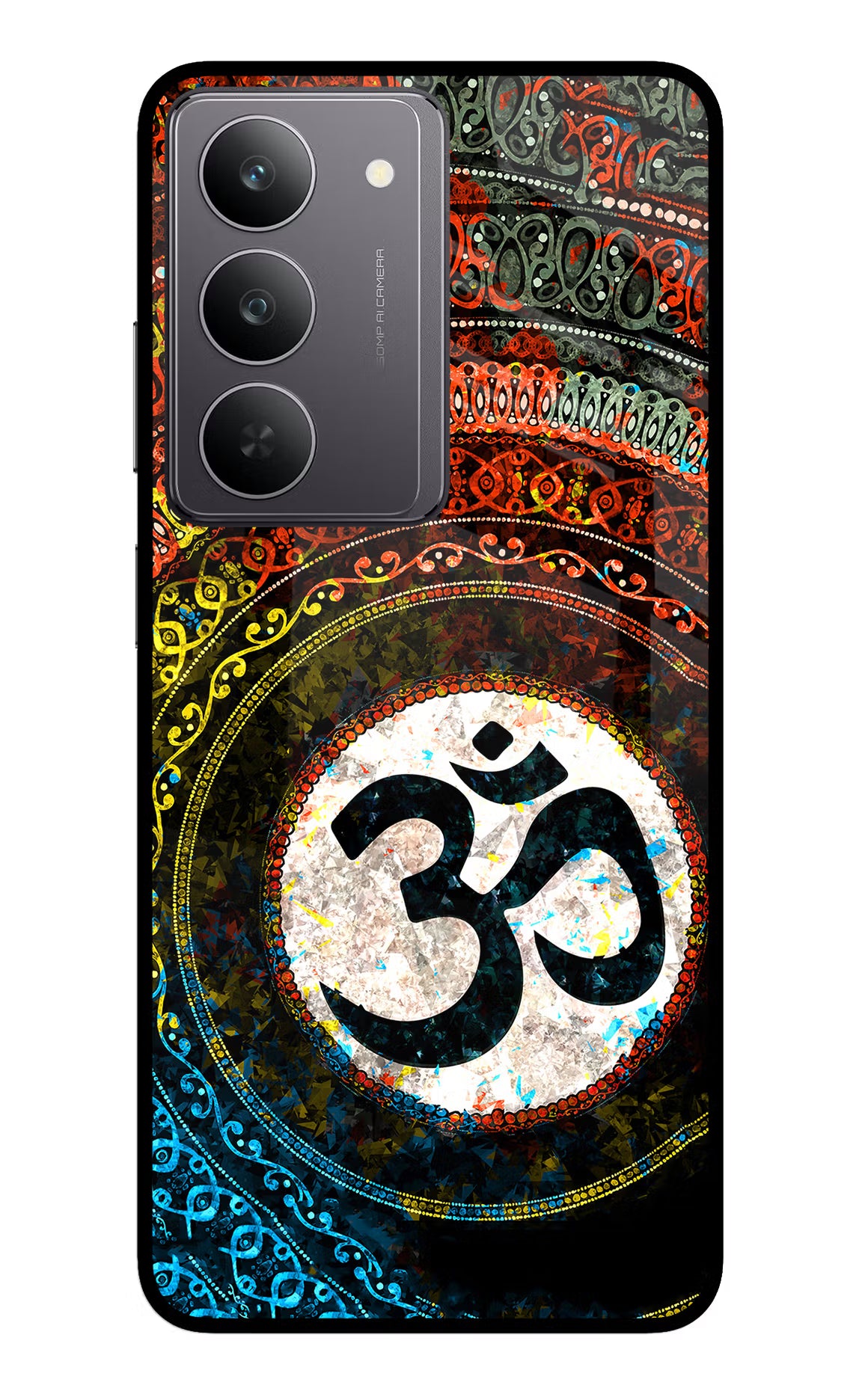 Om Cultural Realme 14x 5G Glass Case Back Cover by Casekaro