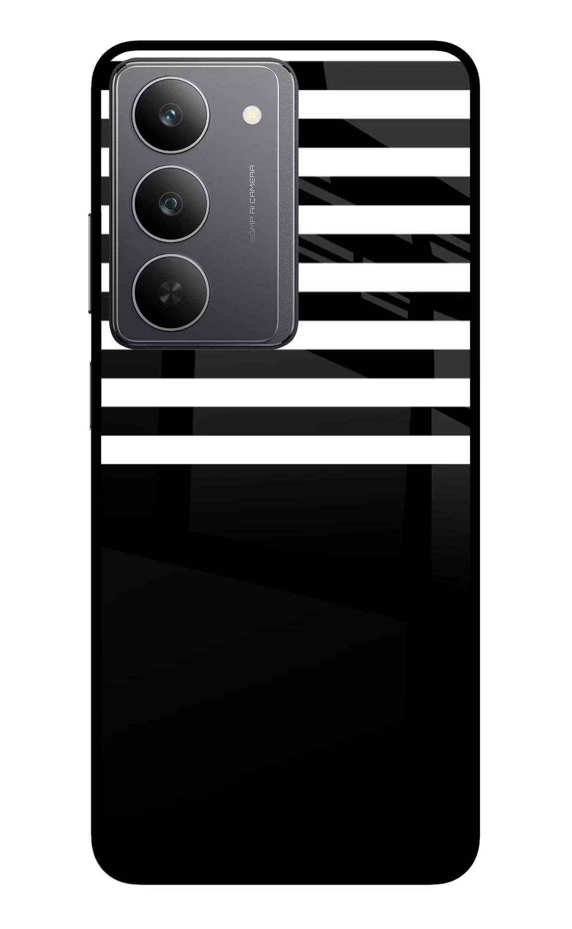 Black and White Print Realme 14x 5G Glass Case Back Cover by Casekaro