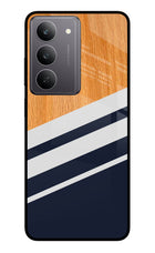 Blue and white wooden Realme 14x 5G Glass Case
