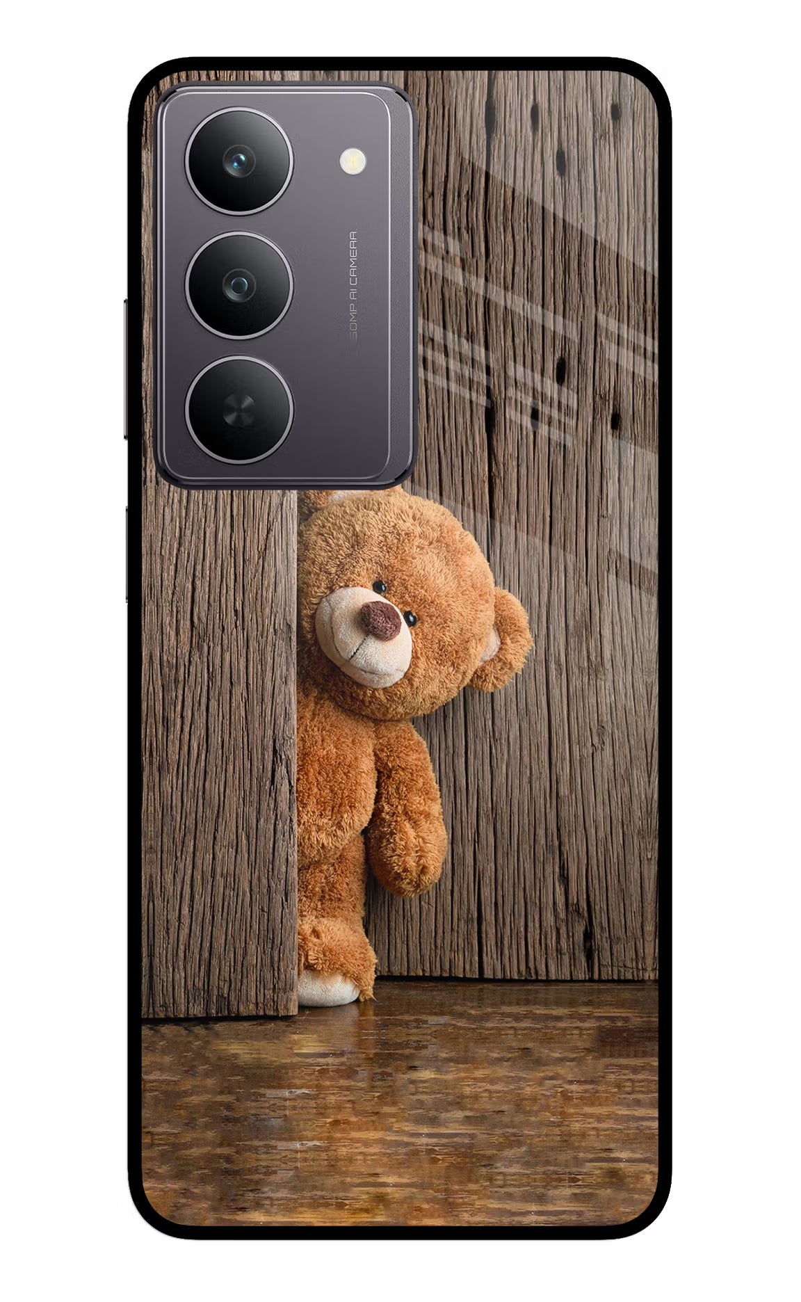 Teddy Wooden Realme 14x 5G Glass Case