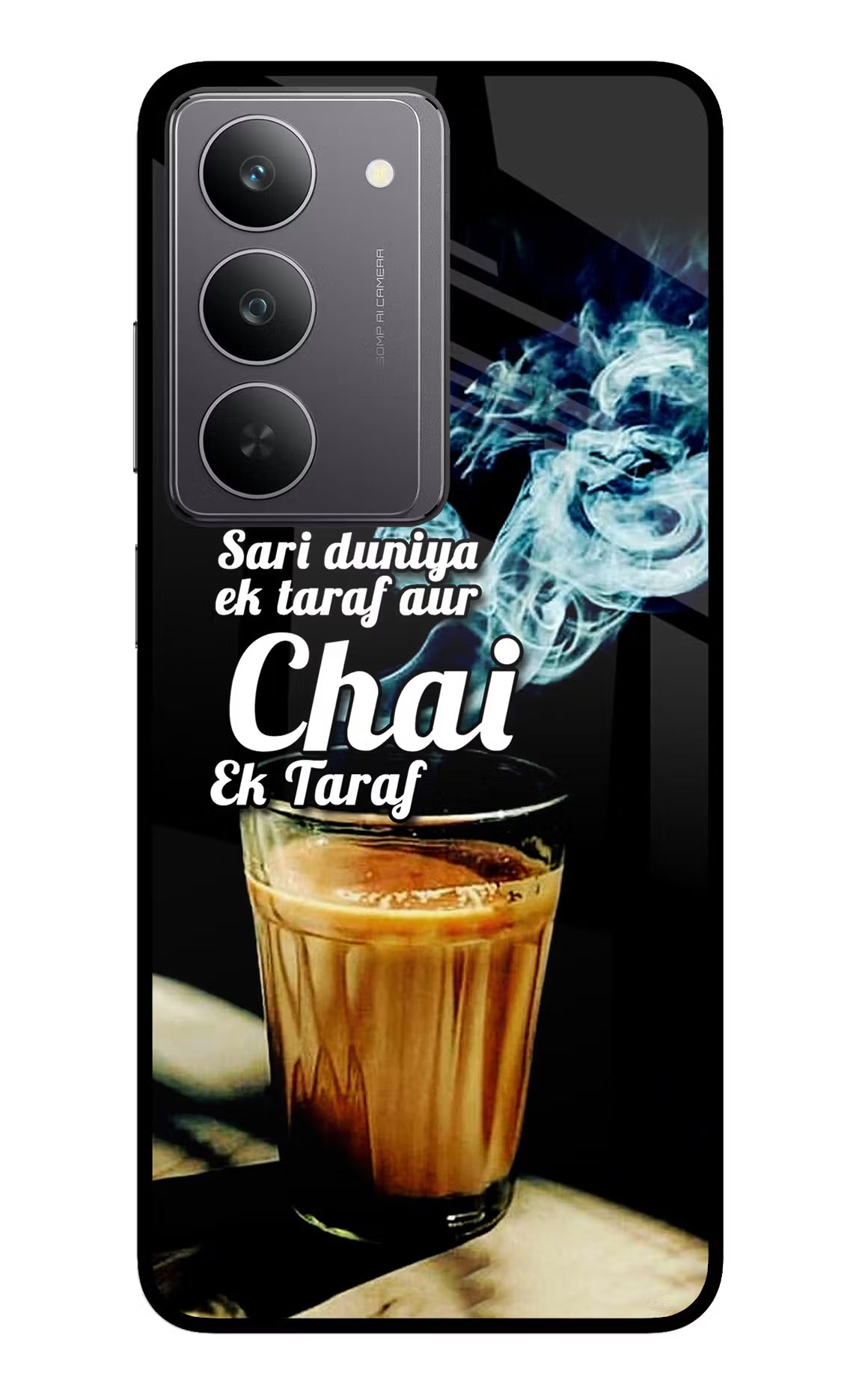 Chai Ek Taraf Quote Realme 14x 5G Glass Case Back Cover by Casekaro